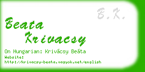 beata krivacsy business card